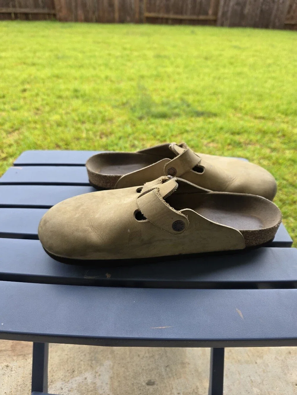 Birkenstock Boston Taupe Leather Clogs Slip On Shoes Unisex EU 42 US Men's 9